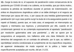 Fragmento sentencia sobre demanda de indemnización por covid